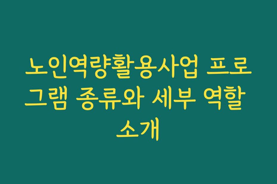 노인역량활용사업 프로그램 종류와 세부 역할 소개