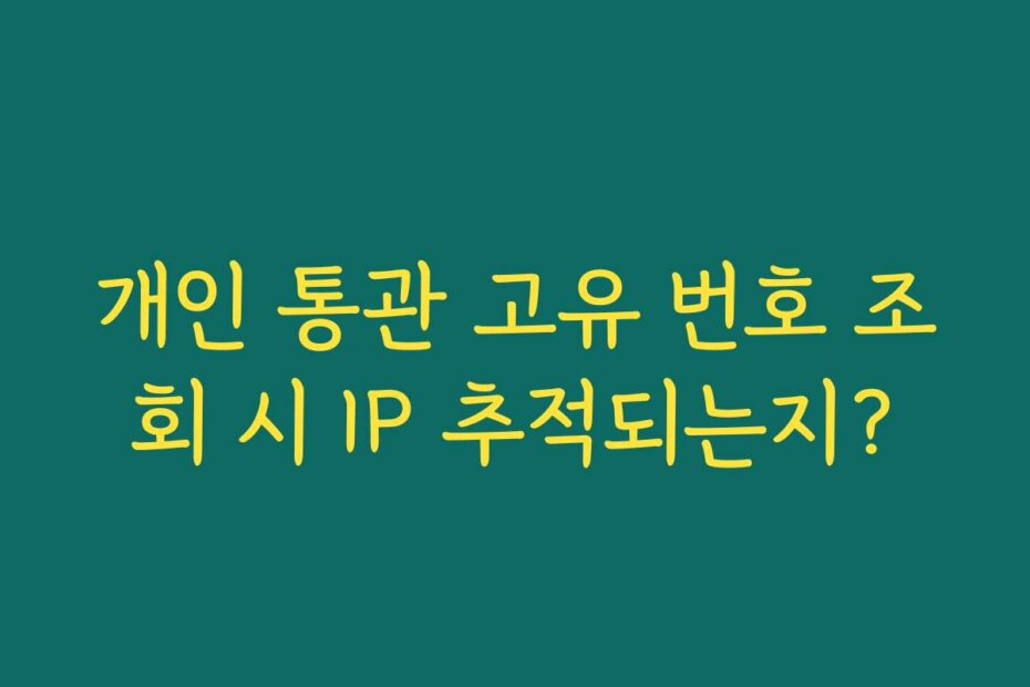 개인 통관 고유 번호 조회 시 IP 추적되는지?