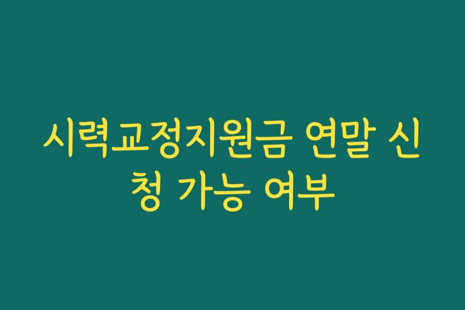 시력교정지원금 연말 신청 가능 여부
