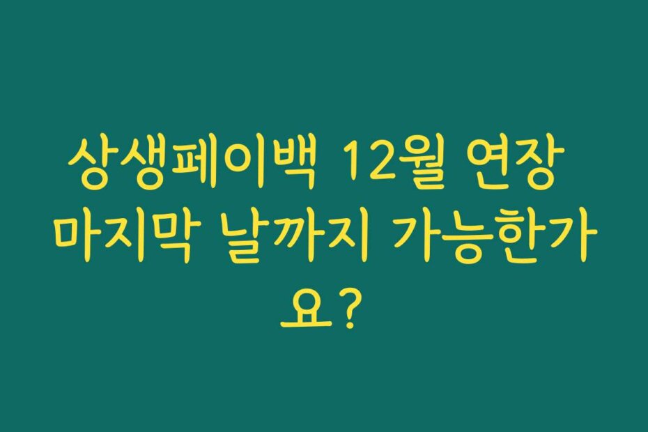 상생페이백 12월 연장 마지막 날까지 가능한가요?