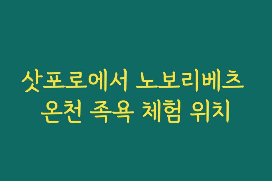 삿포로에서 노보리베츠 온천 족욕 체험 위치