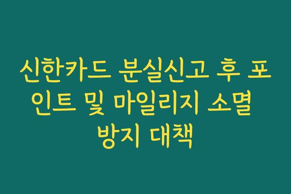 신한카드 분실신고 후 포인트 및 마일리지 소멸 방지 대책