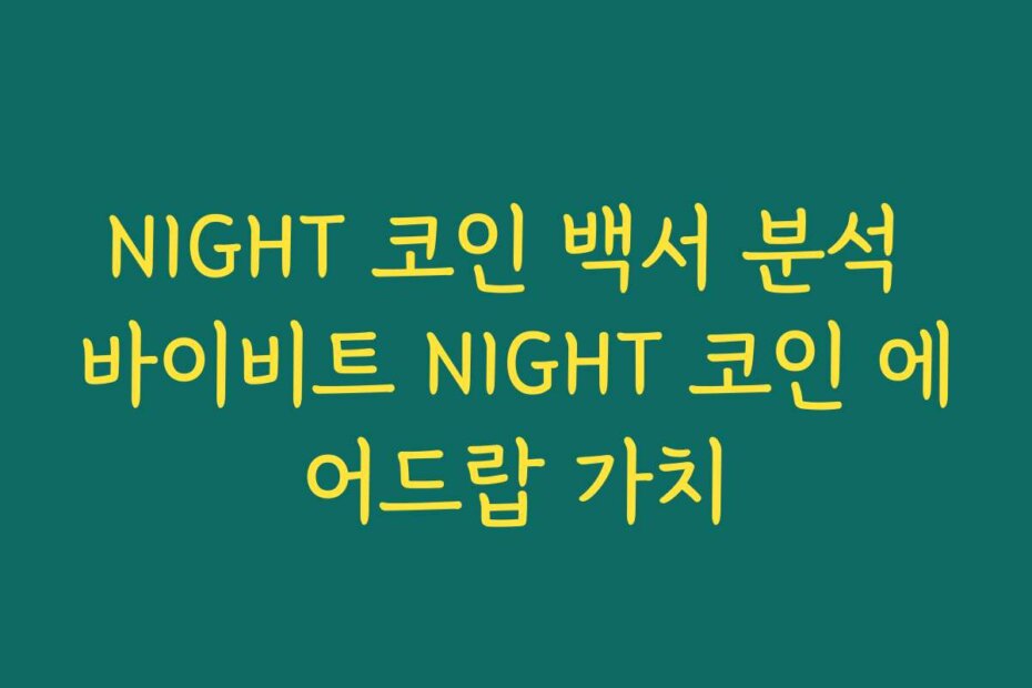 NIGHT 코인 백서 분석 바이비트 NIGHT 코인 에어드랍 가치