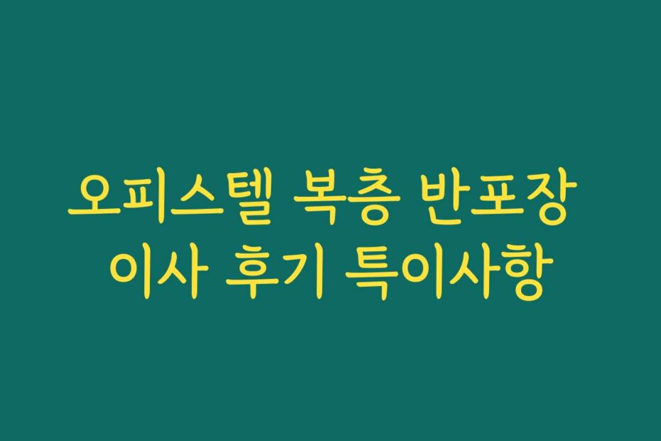 오피스텔 복층 반포장 이사 후기 특이사항