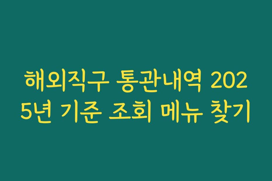 해외직구 통관내역 2025년 기준 조회 메뉴 찾기