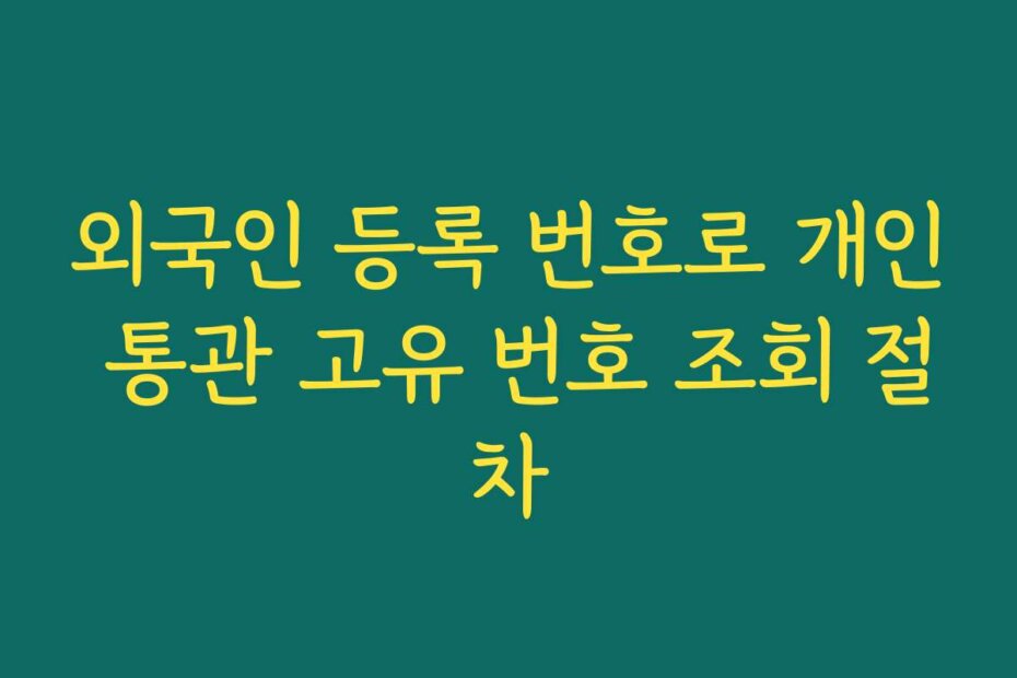 외국인 등록 번호로 개인 통관 고유 번호 조회 절차