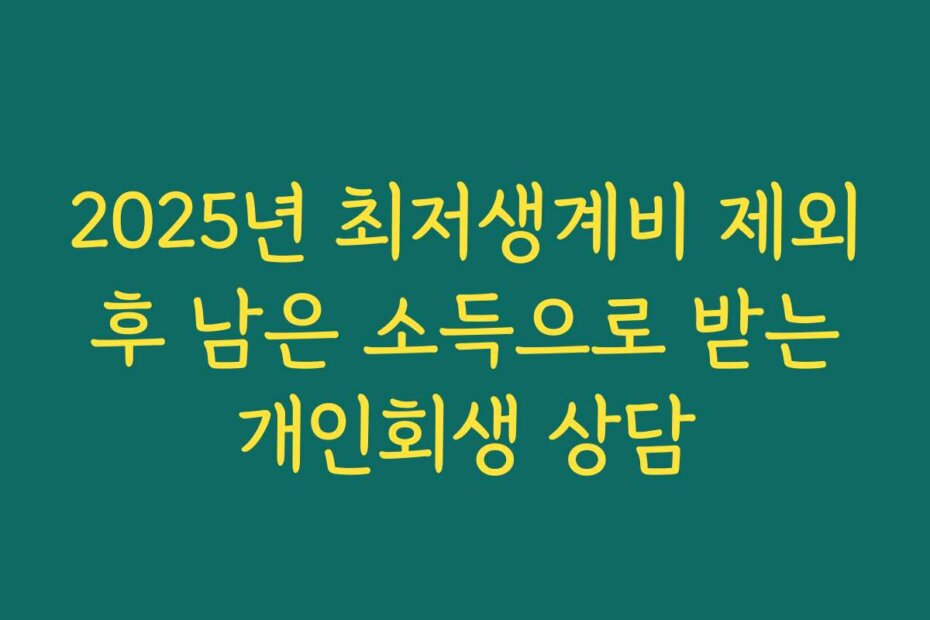 2025년 최저생계비 제외 후 남은 소득으로 받는 개인회생 상담