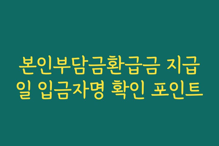 본인부담금환급금 지급일 입금자명 확인 포인트