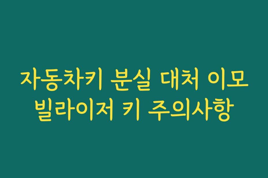 자동차키 분실 대처 이모빌라이저 키 주의사항