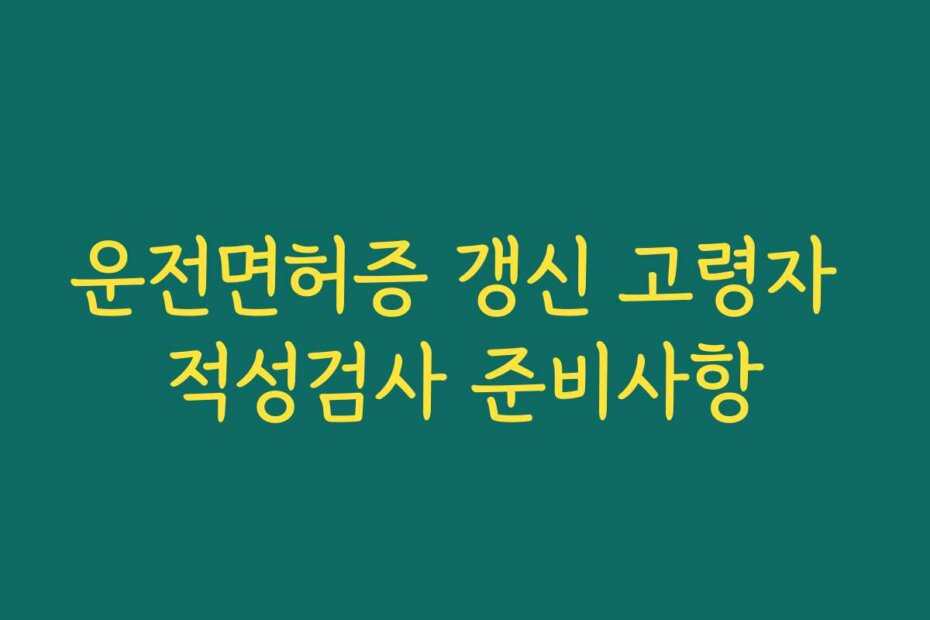 운전면허증 갱신 고령자 적성검사 준비사항