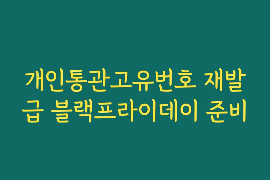 개인통관고유번호 재발급 블랙프라이데이 준비