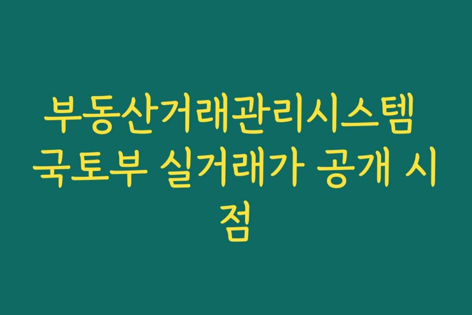 부동산거래관리시스템 국토부 실거래가 공개 시점