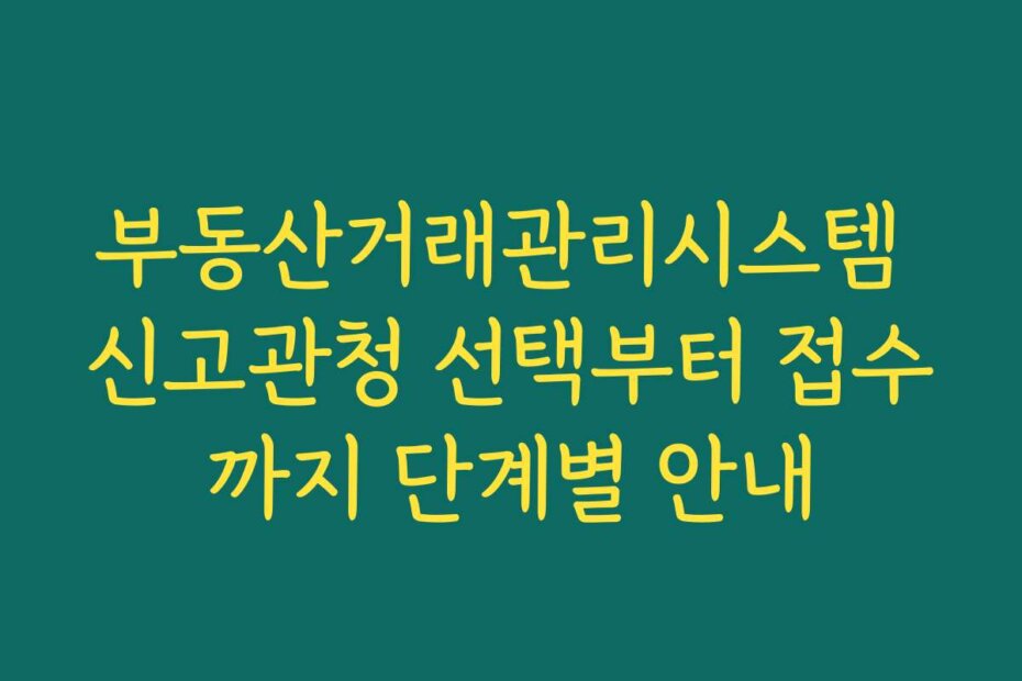 부동산거래관리시스템 신고관청 선택부터 접수까지 단계별 안내