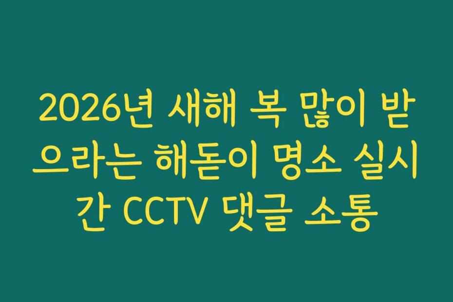 2026년 새해 복 많이 받으라는 해돋이 명소 실시간 CCTV 댓글 소통
