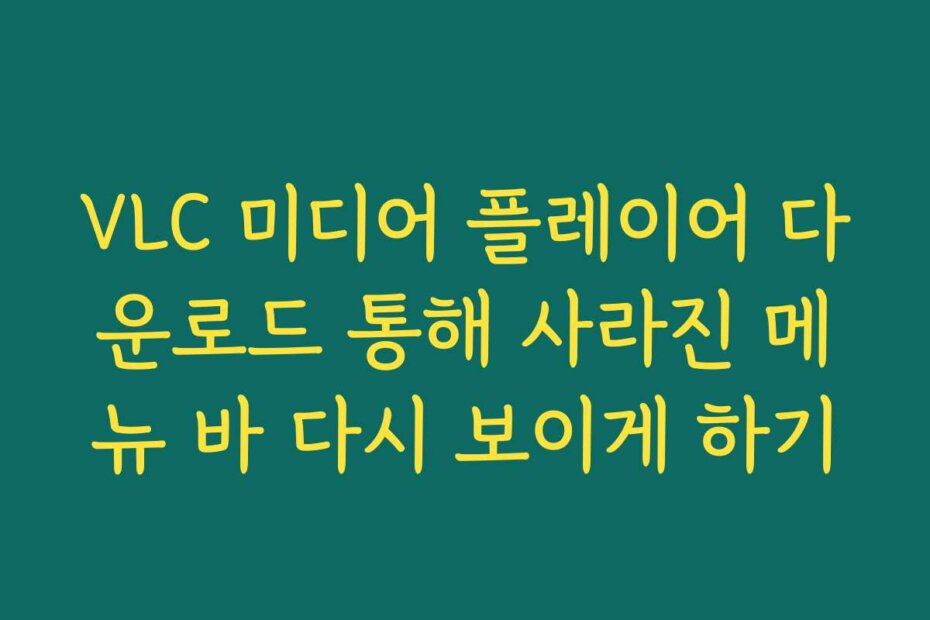 VLC 미디어 플레이어 다운로드 통해 사라진 메뉴 바 다시 보이게 하기