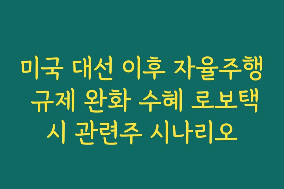 미국 대선 이후 자율주행 규제 완화 수혜 로보택시 관련주 시나리오