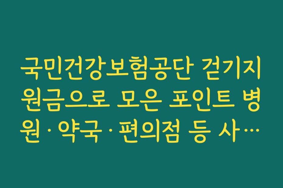 국민건강보험공단 걷기지원금으로 모은 포인트 병원·약국·편의점 등 사용처 한눈에 보기