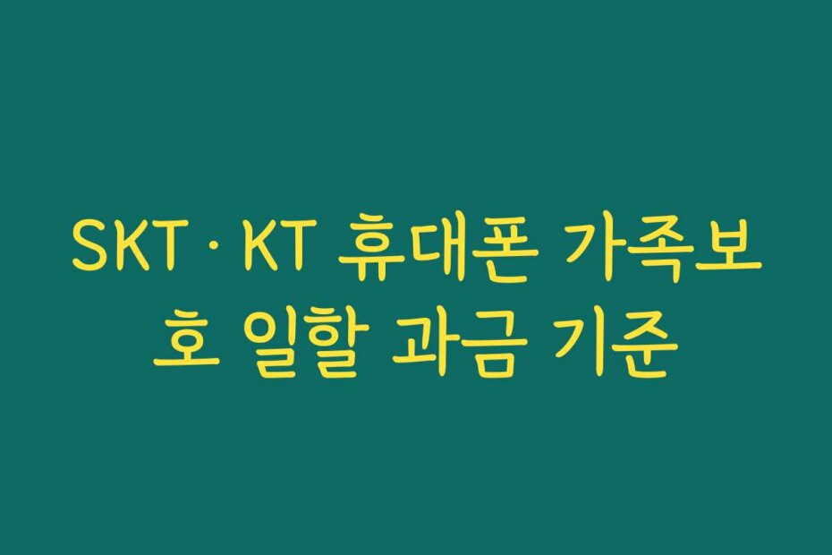 SKT·KT 휴대폰 가족보호 일할 과금 기준