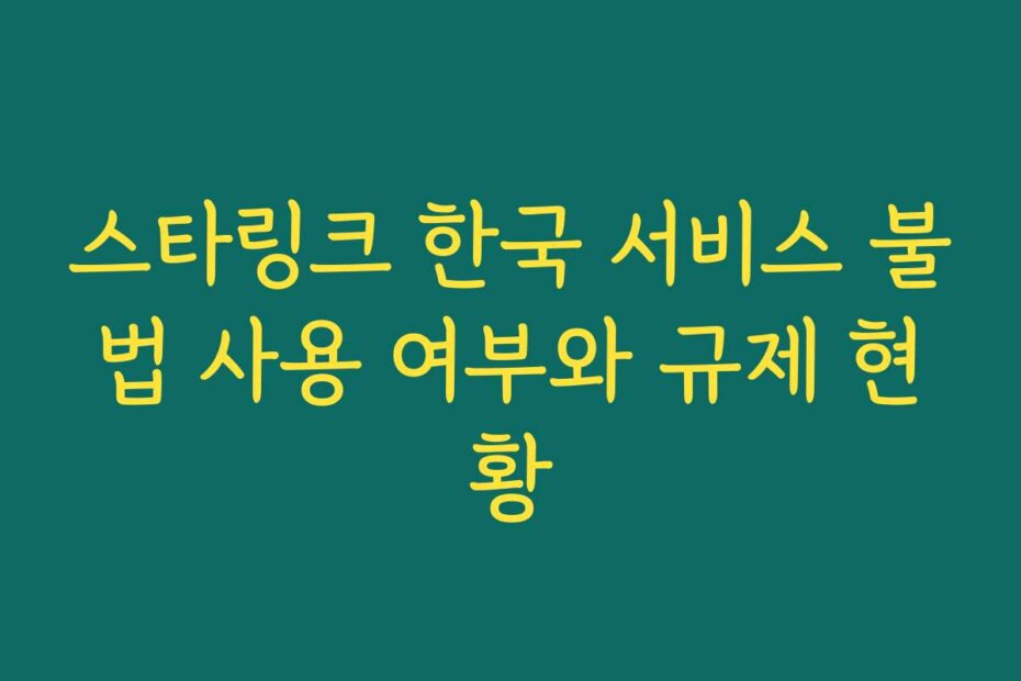 스타링크 한국 서비스 불법 사용 여부와 규제 현황