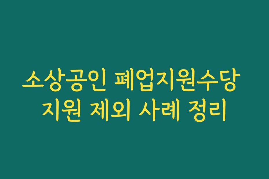 소상공인 폐업지원수당 지원 제외 사례 정리