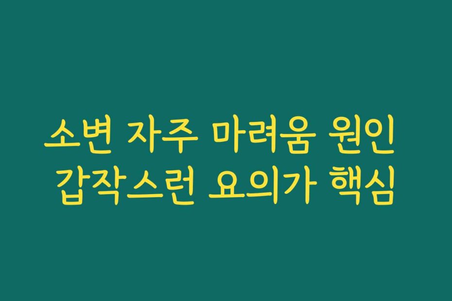 소변 자주 마려움 원인 갑작스런 요의가 핵심