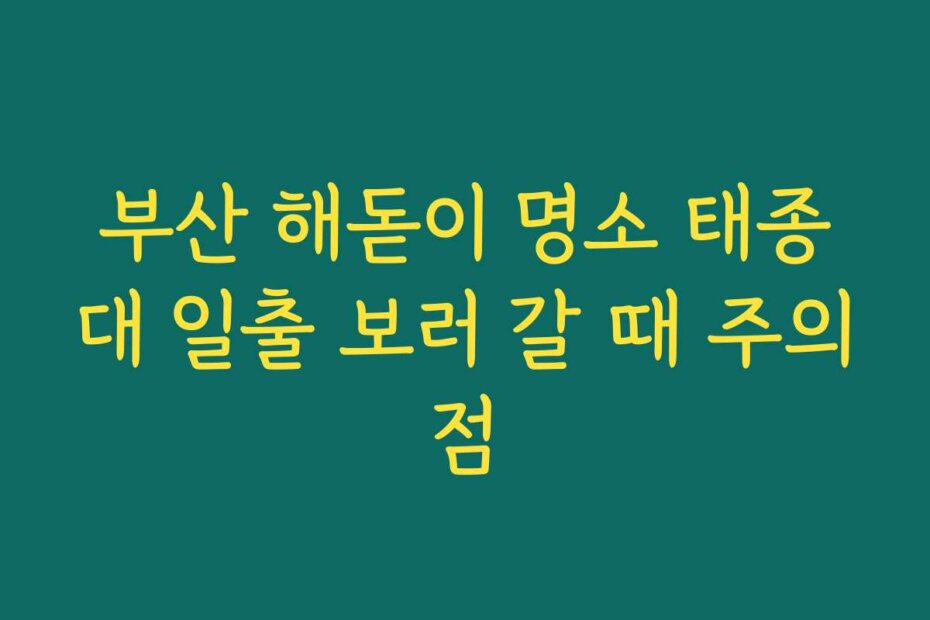 부산 해돋이 명소 태종대 일출 보러 갈 때 주의점