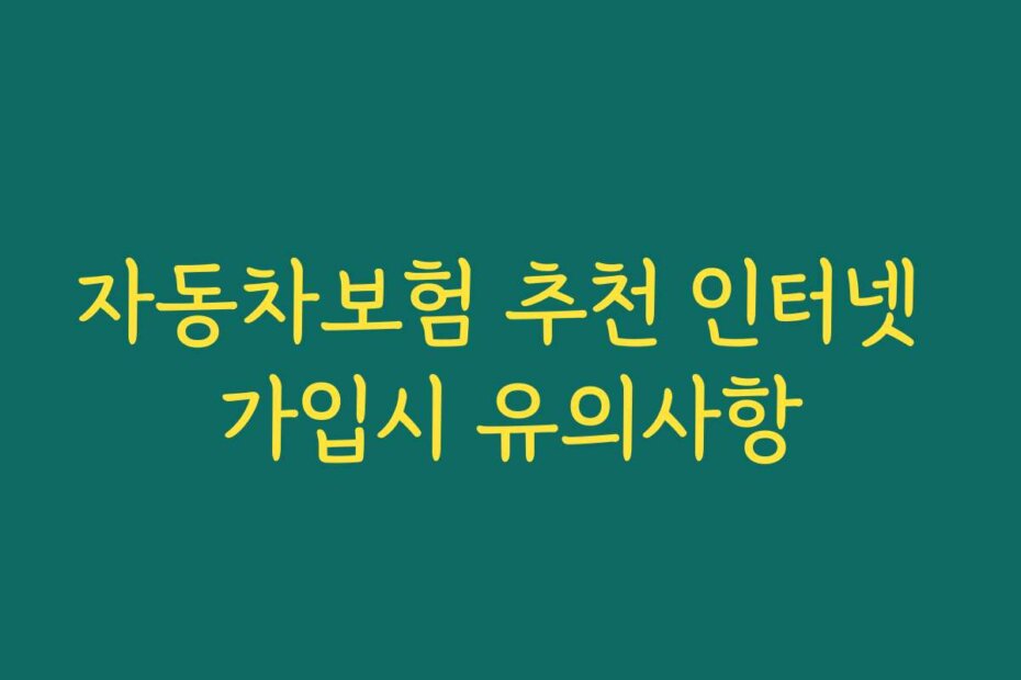 자동차보험 추천 인터넷 가입시 유의사항 자동차보험 추천 인터넷 가입시 유의사항