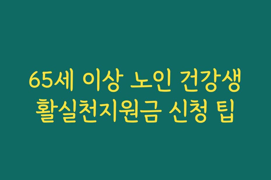 65세 이상 노인 건강생활실천지원금 신청 팁