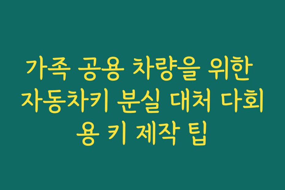 가족 공용 차량을 위한 자동차키 분실 대처 다회용 키 제작 팁