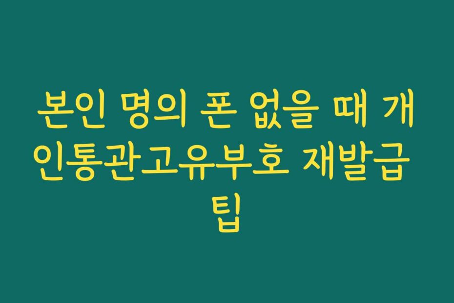 본인 명의 폰 없을 때 개인통관고유부호 재발급 팁