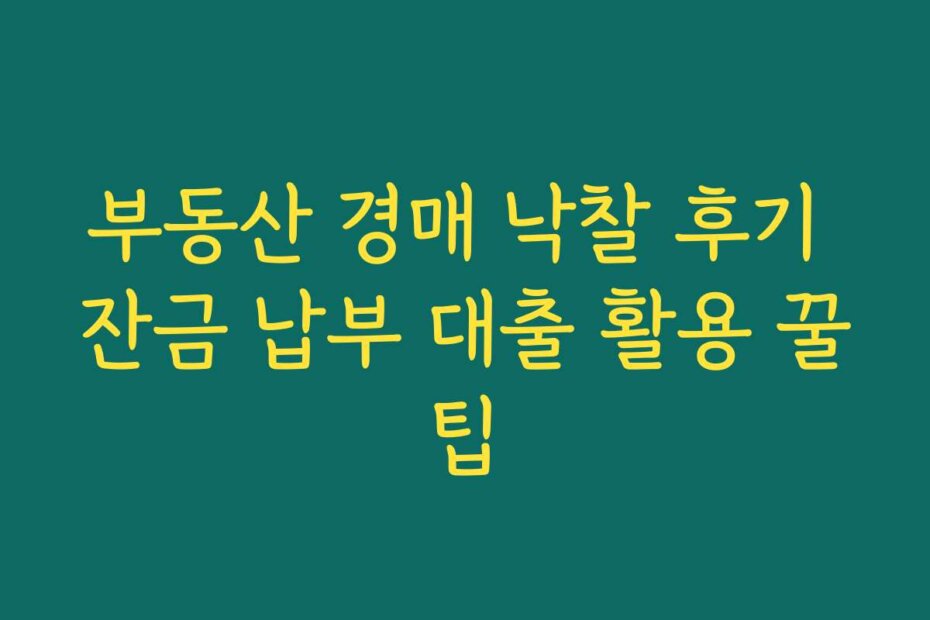 부동산 경매 낙찰 후기 잔금 납부 대출 활용 꿀팁