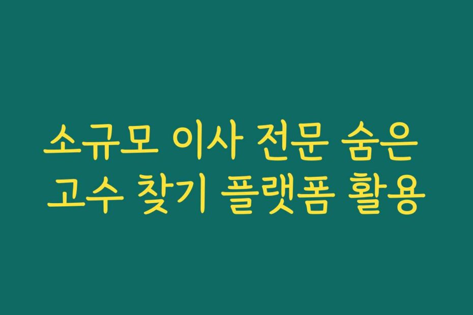 소규모 이사 전문 숨은 고수 찾기 플랫폼 활용