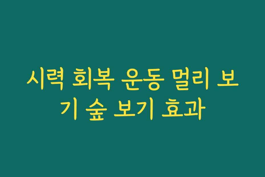 시력 회복 운동 멀리 보기 숲 보기 효과