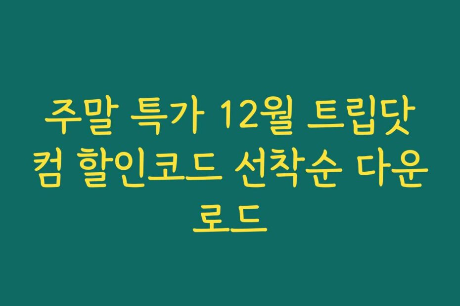 주말 특가 12월 트립닷컴 할인코드 선착순 다운로드