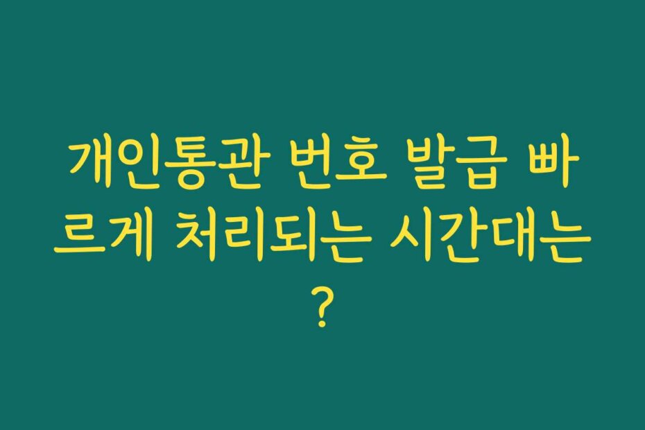 개인통관 번호 발급 빠르게 처리되는 시간대는?