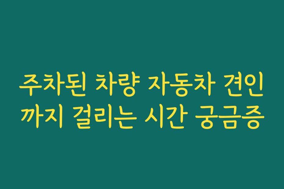 주차된 차량 자동차 견인까지 걸리는 시간 궁금증