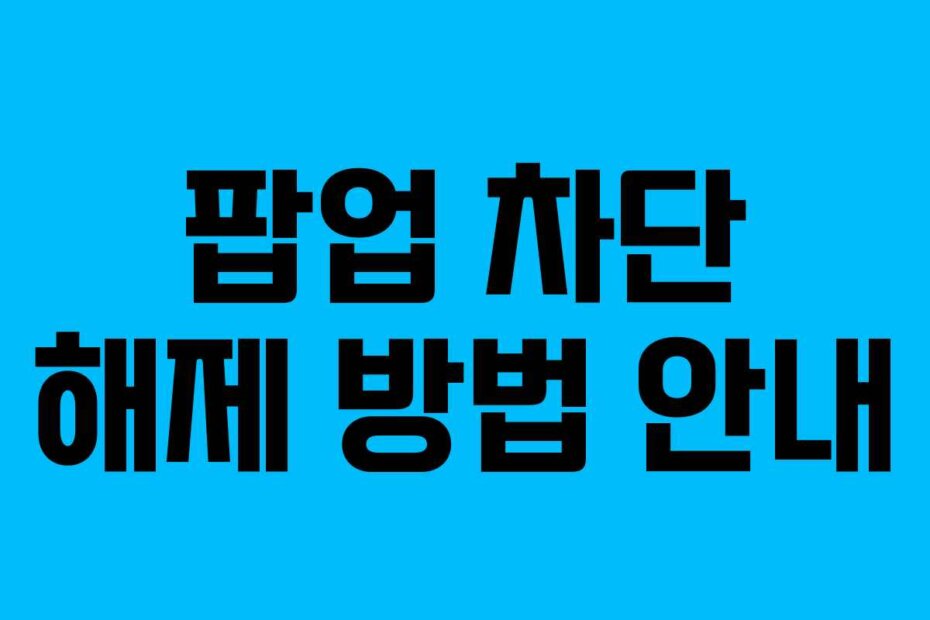 팝업 차단 해제 방법 안내