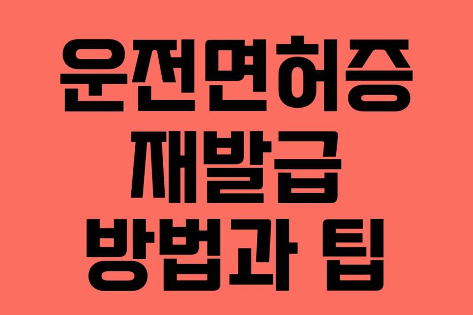 운전면허증 재발급 방법과 팁