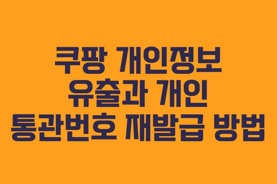 쿠팡 개인정보 유출과 개인 통관번호 재발급 방법