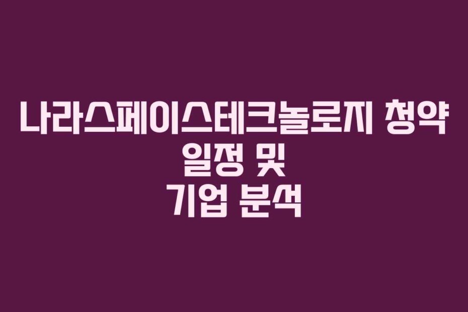 나라스페이스테크놀로지 청약 일정 및 기업 분석