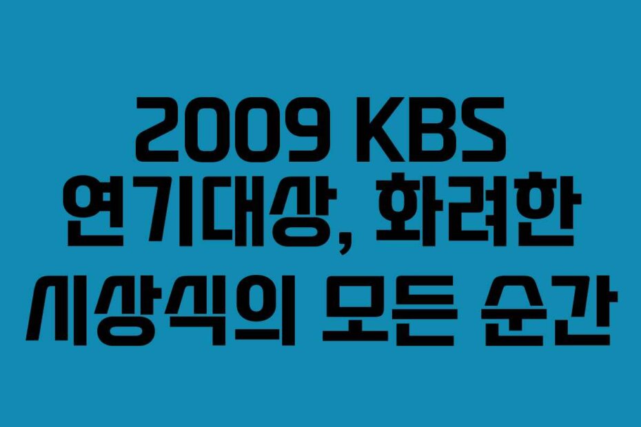 2009 KBS 연기대상, 화려한 시상식의 모든 순간