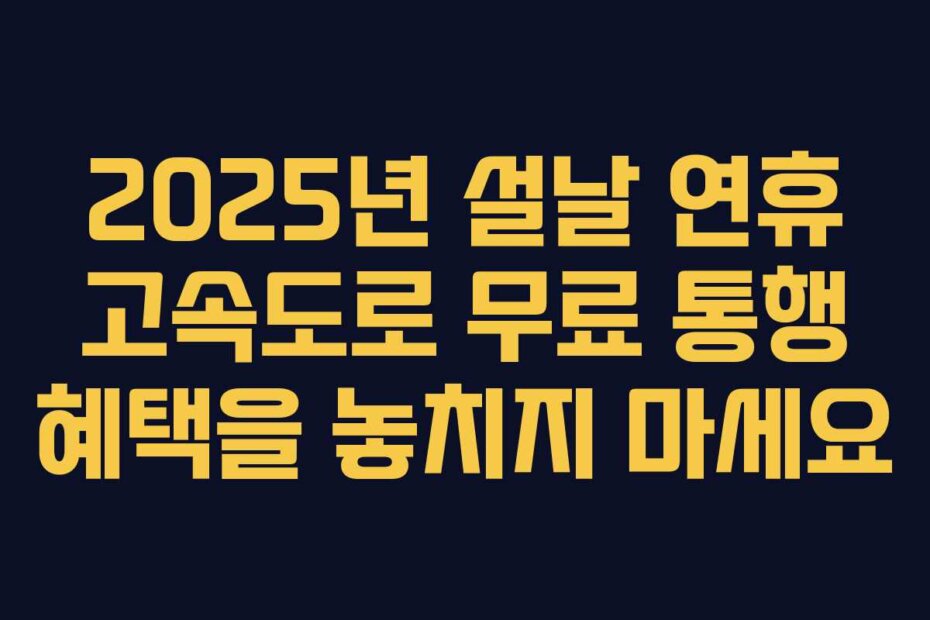 2025년 설날 연휴 고속도로 무료 통행 혜택을 놓치지 마세요