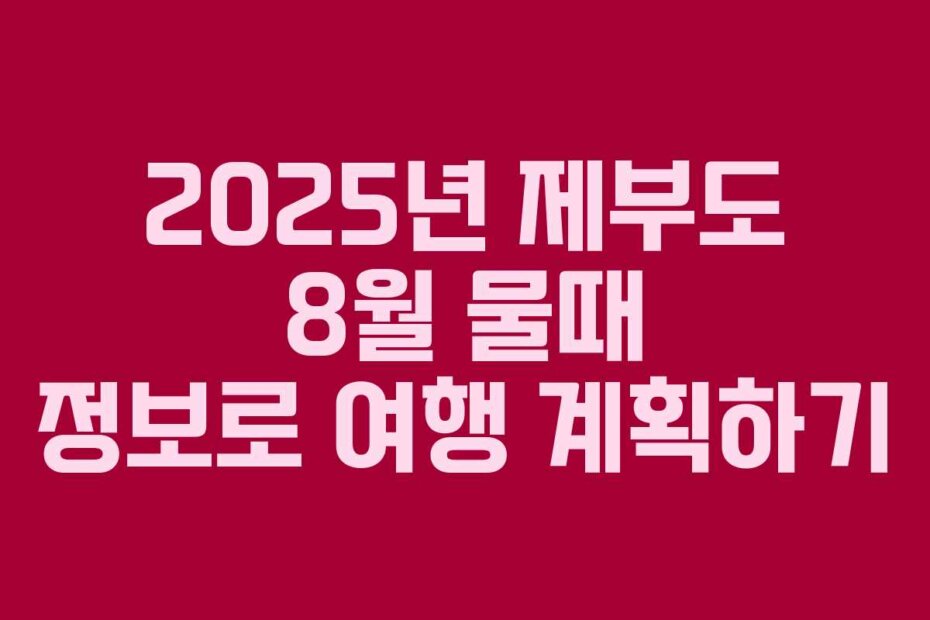 2025년 제부도 8월 물때 정보로 여행 계획하기