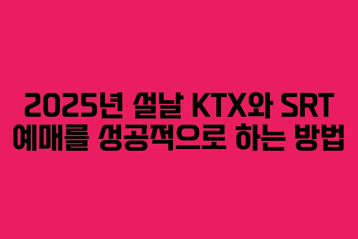 2025년 설날 KTX와 SRT 예매를 성공적으로 하는 방법