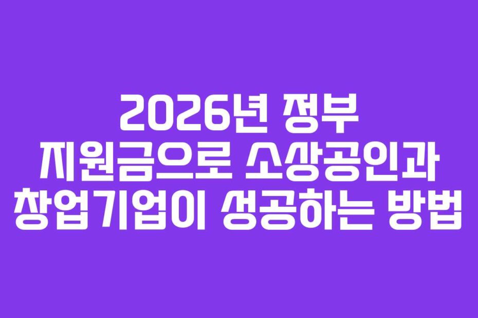 2026년 정부 지원금으로 소상공인과 창업기업이 성공하는 방법