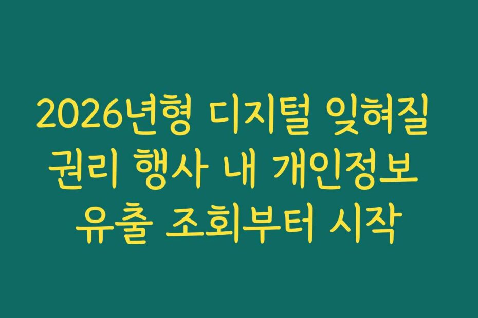 2026년형 디지털 잊혀질 권리 행사 내 개인정보 유출 조회부터 시작