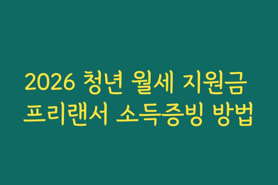 2026 청년 월세 지원금 프리랜서 소득증빙 방법 2026 청년 월세 지원금 프리랜서 소득증빙 방법