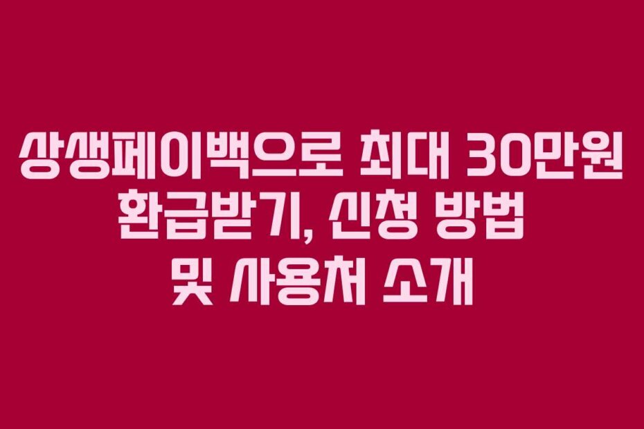 상생페이백으로 최대 30만원 환급받기, 신청 방법 및 사용처 소개