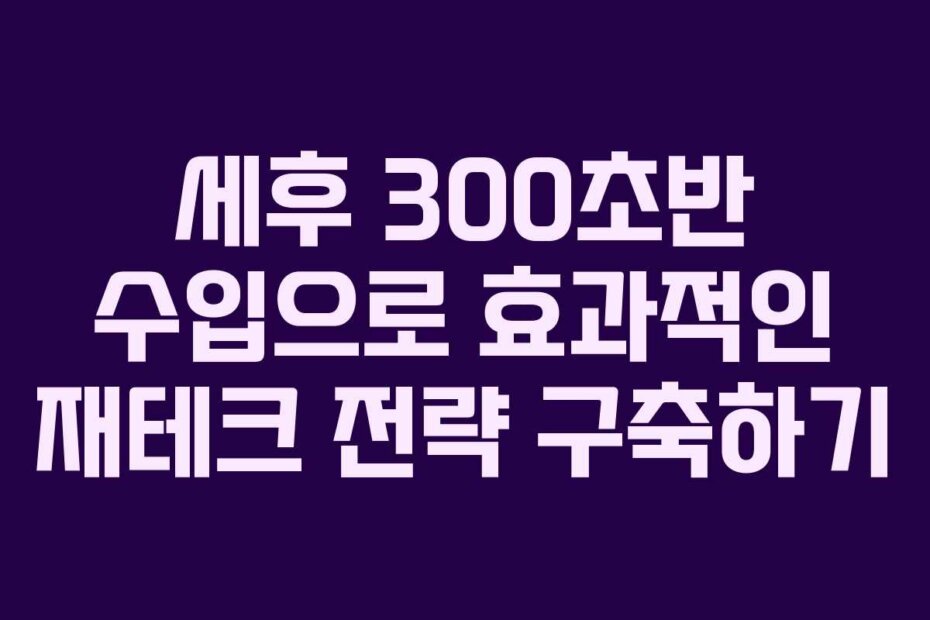 세후 300초반 수입으로 효과적인 재테크 전략 구축하기