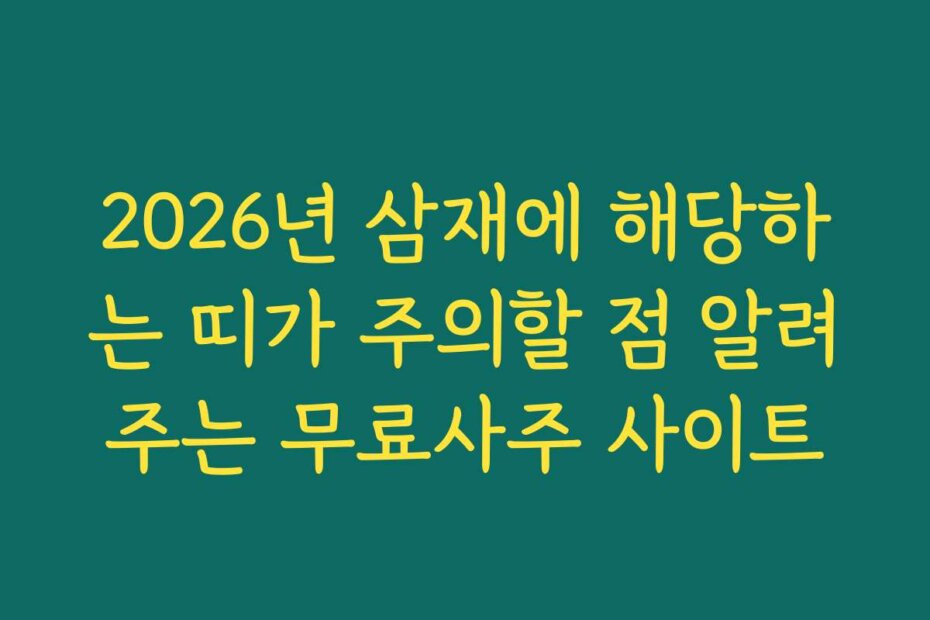 2026년 삼재에 해당하는 띠가 주의할 점 알려주는 무료사주 사이트